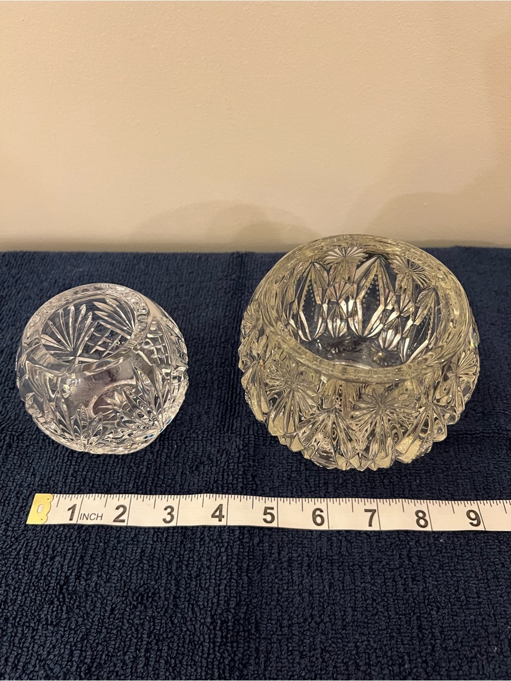 2 Clear Crystal/Cut Glass Decorative Bowls/Vases/Candle Holders - Like New